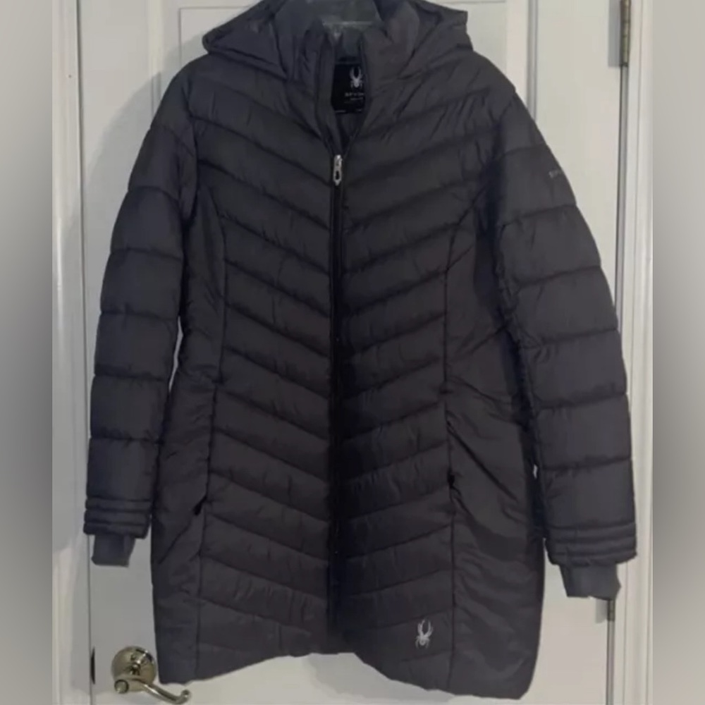 $399 Warm Winter Puffer Coat by Spyder gray ~ Jacket Large